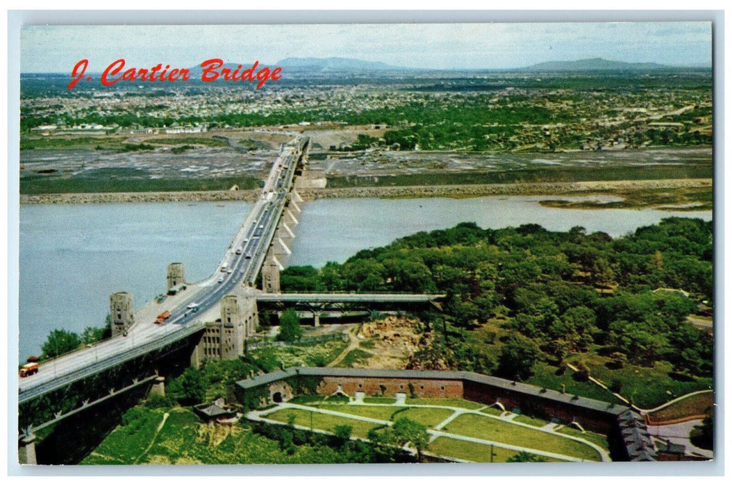c1950's J Cartier Bridge St. Lawrence Seaway Montréal Quebec Canada Postcard