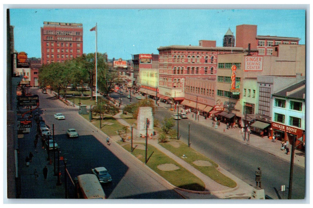 c1950's Downtown Business Section Gore Park Hamilton Ontario Canada Postcard