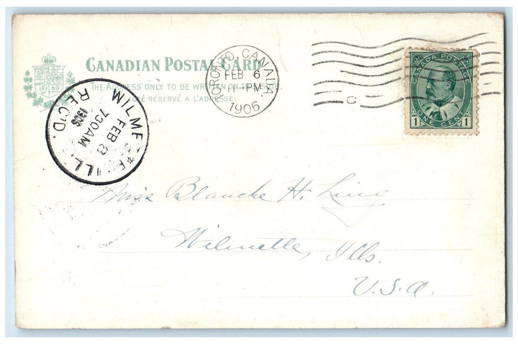 1906 King Edward Hotel Toronto Ontario Canada Wilmette IL Antique Postcard