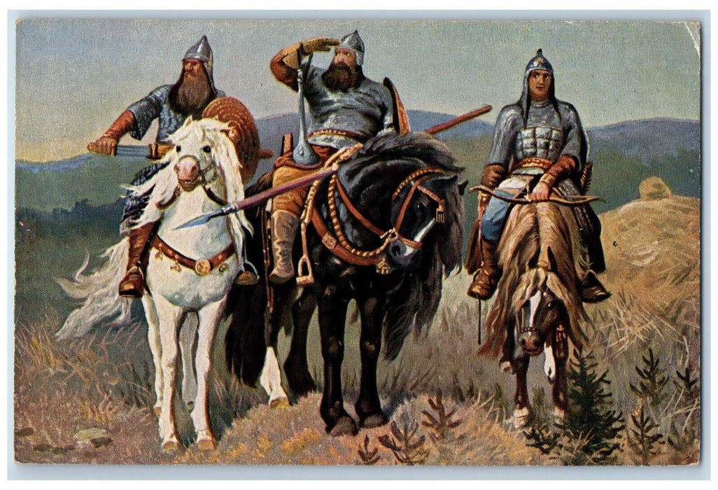 c1910's Vasnetsov Heroes War Russia Sword Bow And Arrow Antique Postcard