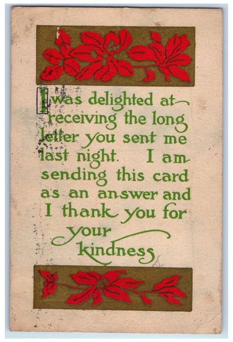 1915 Thank You Message Everette Arts Crafts Dallas Texas TX Antique Postcard