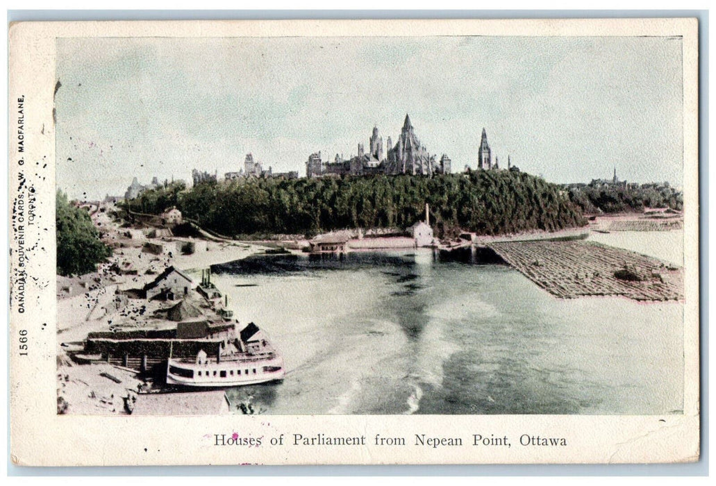 1906 Houses of Parliament from Nepean Point Ottawa Ontario Canada Postcard