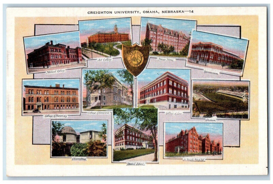 c1940 Creighton University Multi-View School Omaha Nebraska NE Vintage Postcard
