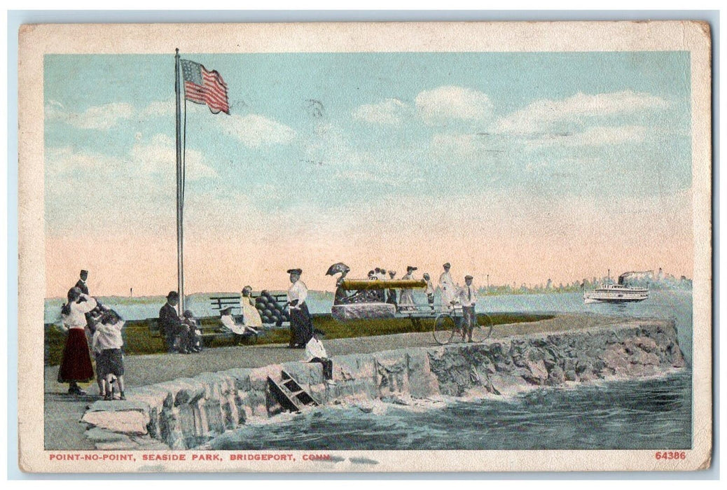 1908 Point No Point Seaside Park Children Ferry Family Bridgeport CT Postcard