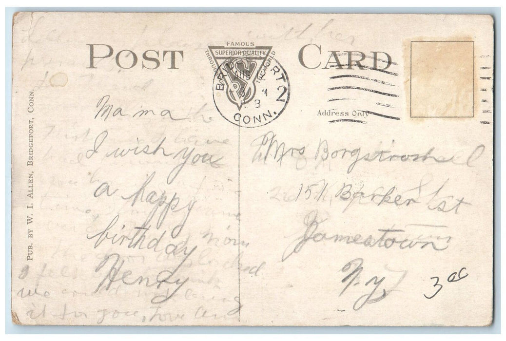1908 Point No Point Seaside Park Children Ferry Family Bridgeport CT Postcard