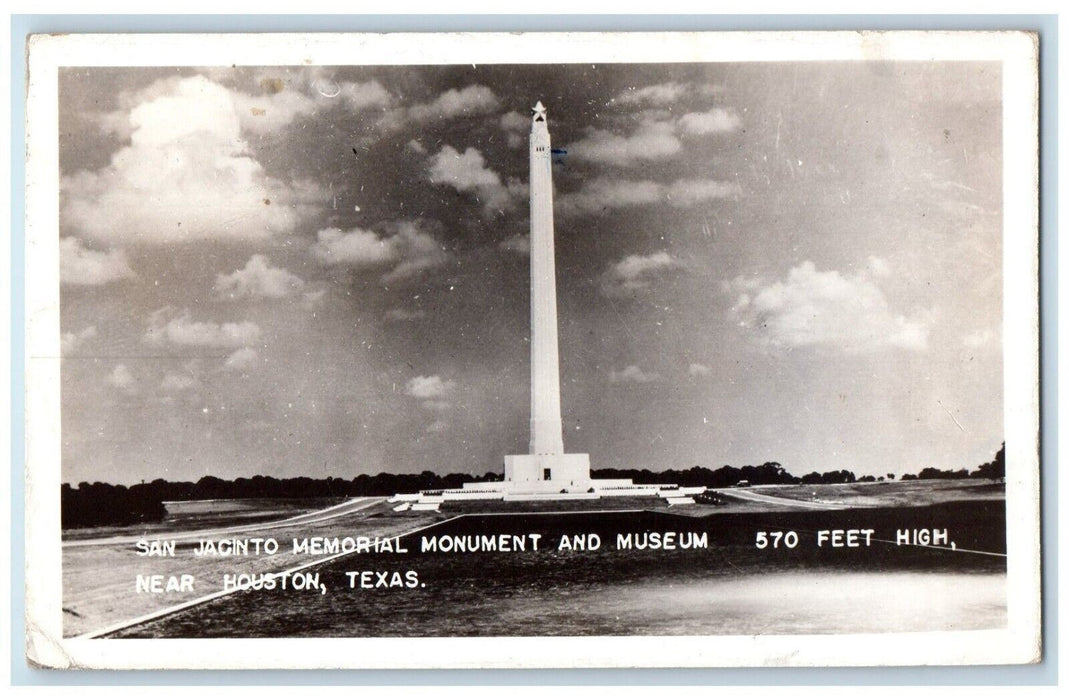1946 San Jacinto Memorial Monument Museum Houston Texas TX RPPC Photo Postcard