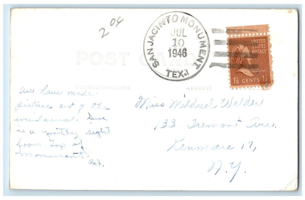 1946 San Jacinto Memorial Monument Museum Houston Texas TX RPPC Photo Postcard