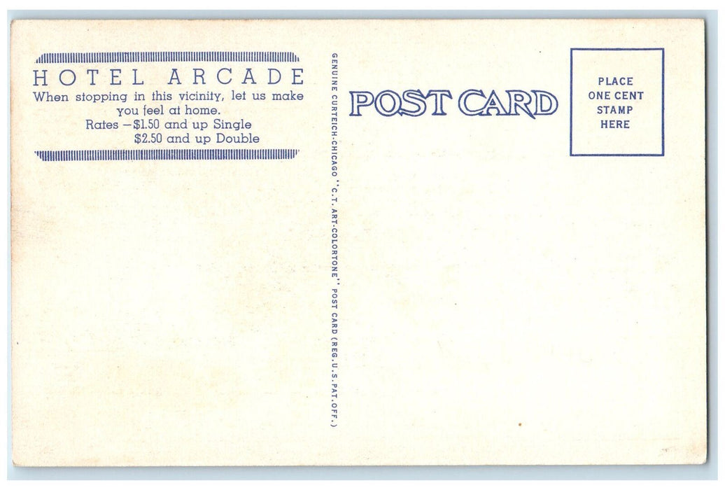 c1940 Hotel Arcade Department Store Restaurant Railroad Bridgeport CT Postcard