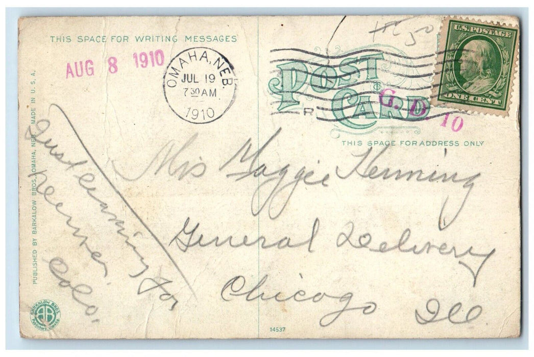 c1910 Aksarben Parade Night Building Omaha Nebraska NE Antique Vintage Postcard