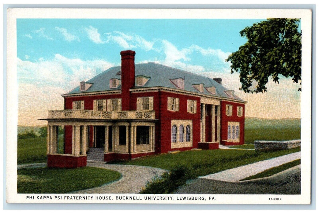 c1920 Phi Kappa Psi Fraternity House Bucknell University Lewisburg PA Postcard