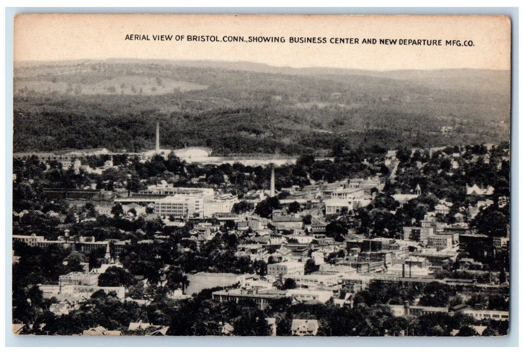 c1950's Aerial View Business Center New Departure MFG. Co. Bristol CT Postcard