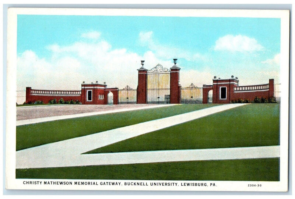 c1920 Christy Mathewson Memorial Gateway Bucknell University Lewisburg Postcard
