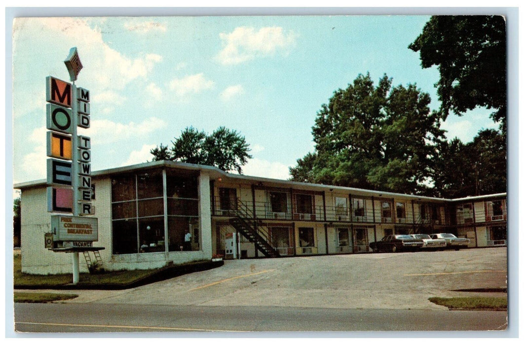 1974 Mid Towner Motel Lodge Restaurant Classic Car Mayfield Kentucky KY Postcard