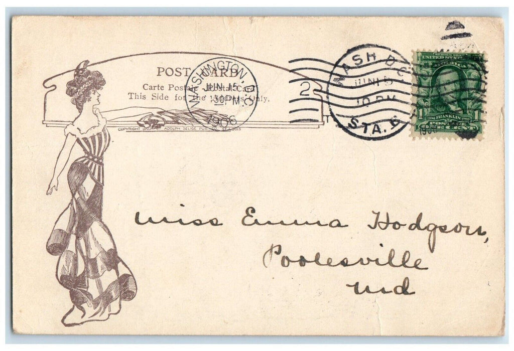 1906 Undressed Boy Telephone Man Champagne Washington DC Posted Antique Postcard
