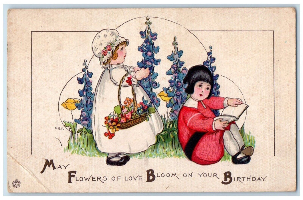 1924 Birthday Children Flowers Bloom Embossed Middletown Maryland MD Postcard