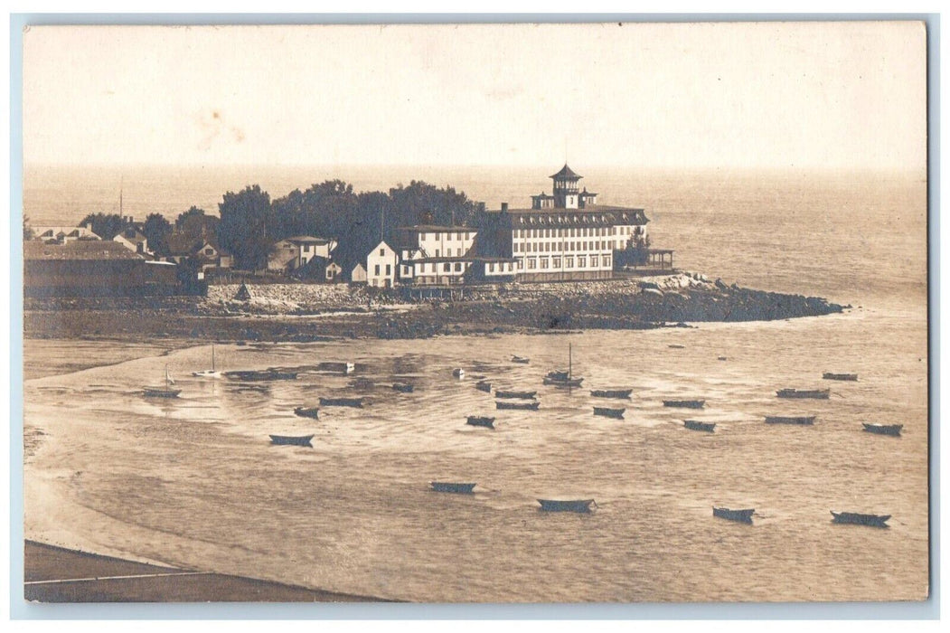View Of Lincoln House Boats Swampscott Massachusetts MA RPPC Photo Postcard