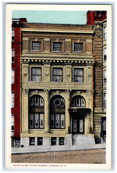 c1940 Elks Club State Street Exterior Building Lodge Albany New York NY Postcard