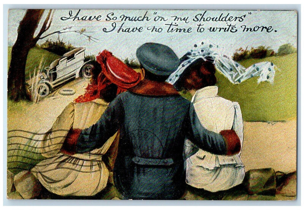 1908 Man And Womens Cheater Car Otterville Ontario Canada Antique Postcard
