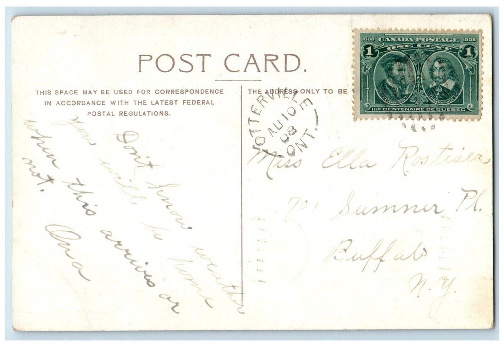 1908 Man And Womens Cheater Car Otterville Ontario Canada Antique Postcard