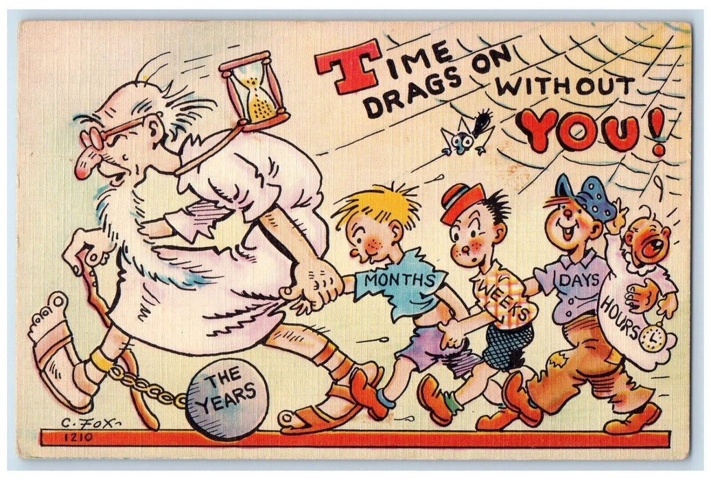 c1910's Old Man Time Hourglass Childrens Humor Unposted Antique Postcard