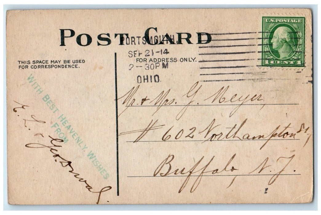 1914 Star Spangled Banner Band Flag Eagle Portsmouth OH Posted Antique Postcard