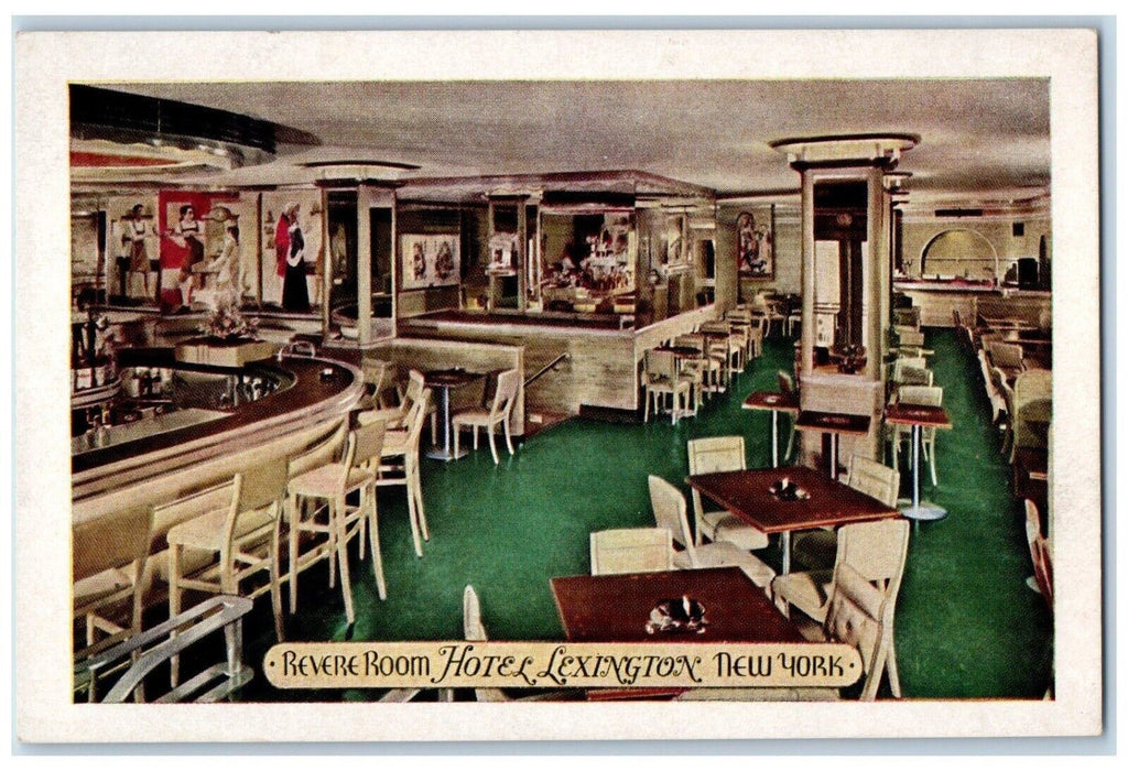 c1950 Revere Room Smartest Bar Restaurant Hotel Lexington New York NY Postcard