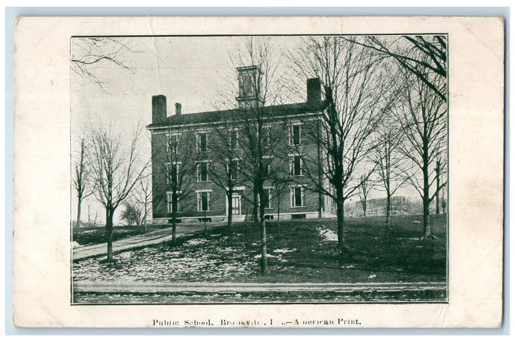 c1905 Public School Exterior  Brookville Indiana Authorize Act Congress Postcard