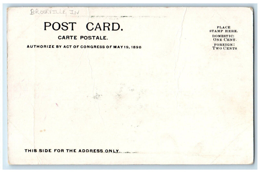 c1905 Public School Exterior  Brookville Indiana Authorize Act Congress Postcard