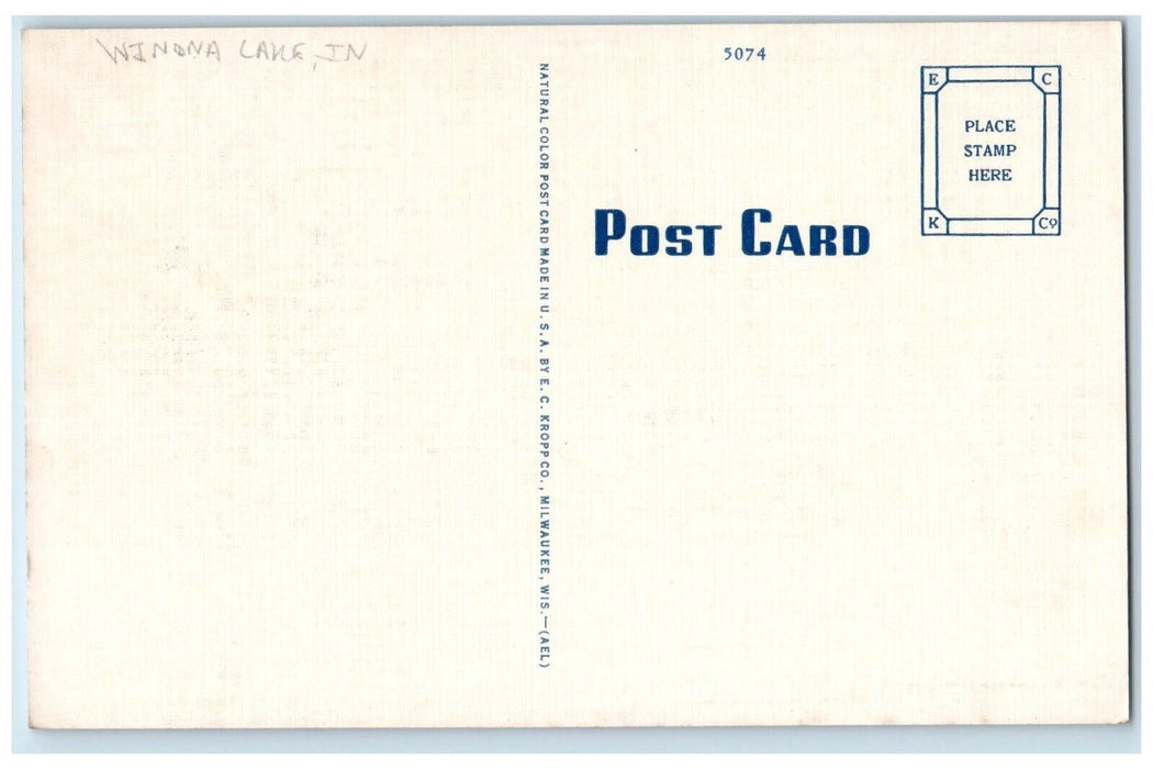 c1940 Welcome to Winona Sunset Poem River Lake Indiana Victor Hartfield Postcard