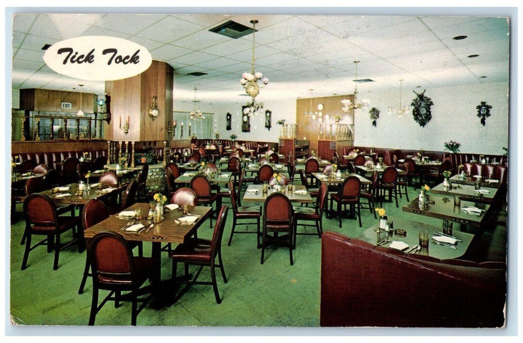 1988 Tick Tock Restaurant Interior Cahuenga Blvd Hollywood California Postcard