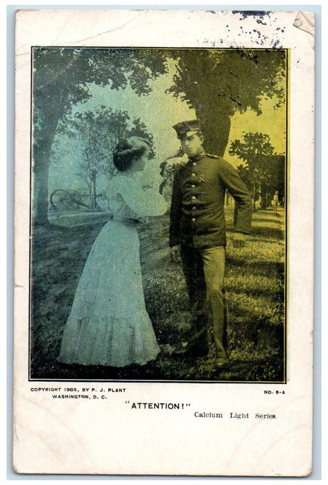 1908 Romance Military Soldier Calcium Light Series San Juan PR Antique Postcard