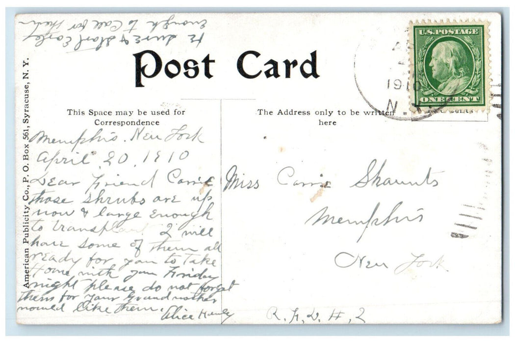 1910 James Street Syracuse New York NY Posted American Publicity Co Postcard