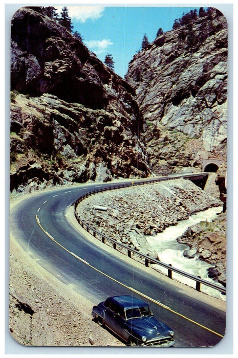 1955 Scene Clear Creek Canon Highway US Golden Idaho Springs Colorado Postcard