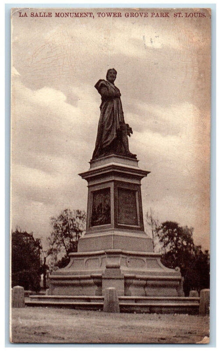 1906 La Salle Monument Tower Park Grove Park St. Louis Missouri Antique Postcard