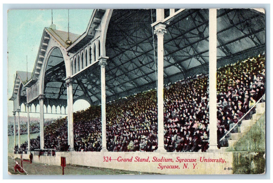 1911 Grand Stand Stadium Syracuse University Syracuse NY Rudolph Bros. Postcard