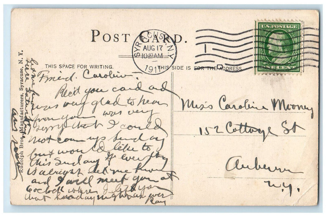 1911 Grand Stand Stadium Syracuse University Syracuse NY Rudolph Bros. Postcard