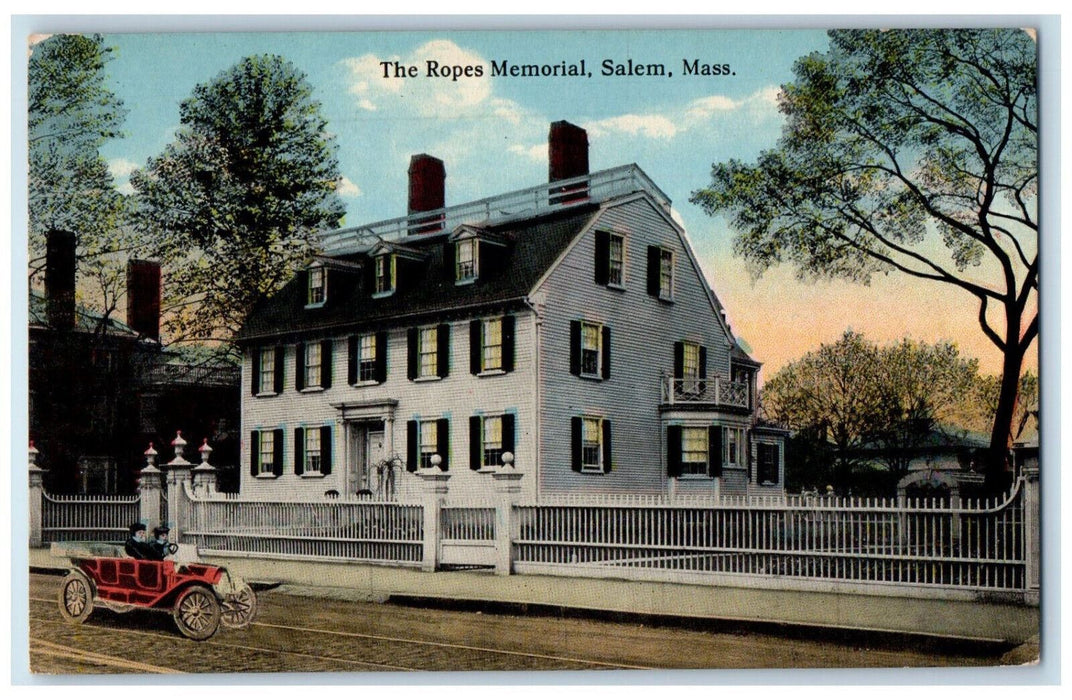 c1910 Car Passing The Ropes Salem Massachusetts MA Antique Unposted Postcard