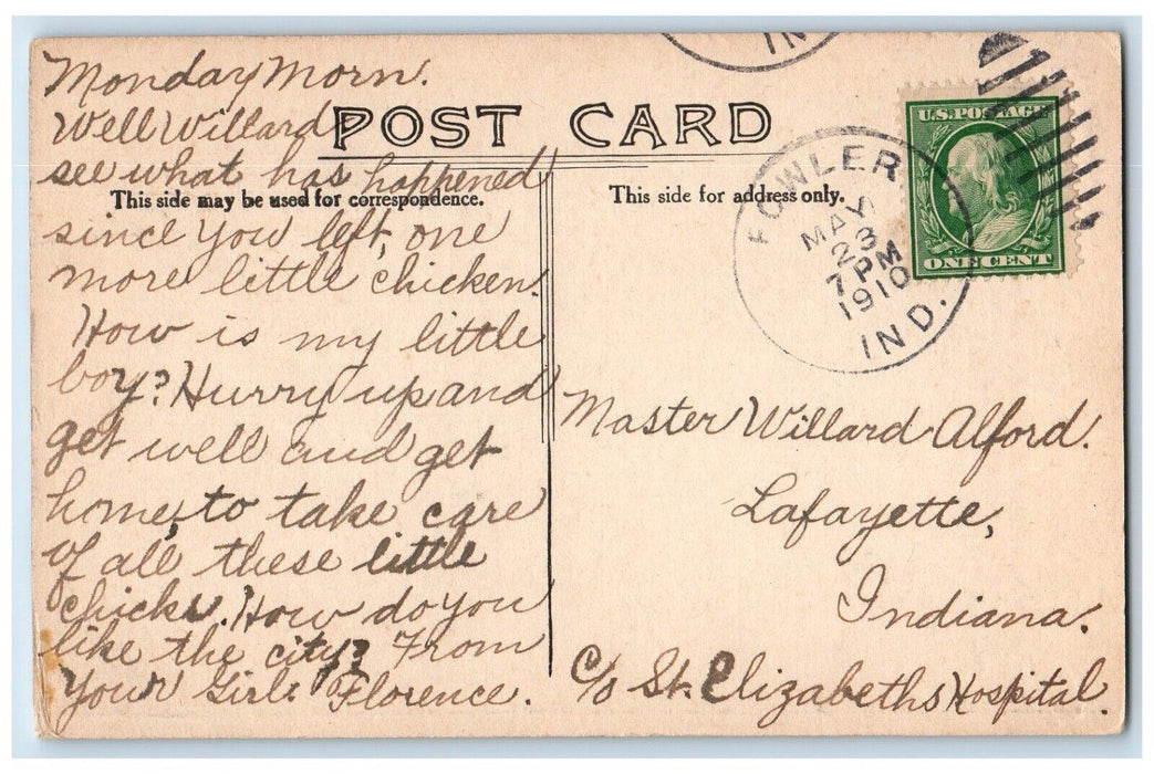 1910 Easter Hatched Egg Chick Nest Foul Out Fowler Indiana IN Antique Postcard