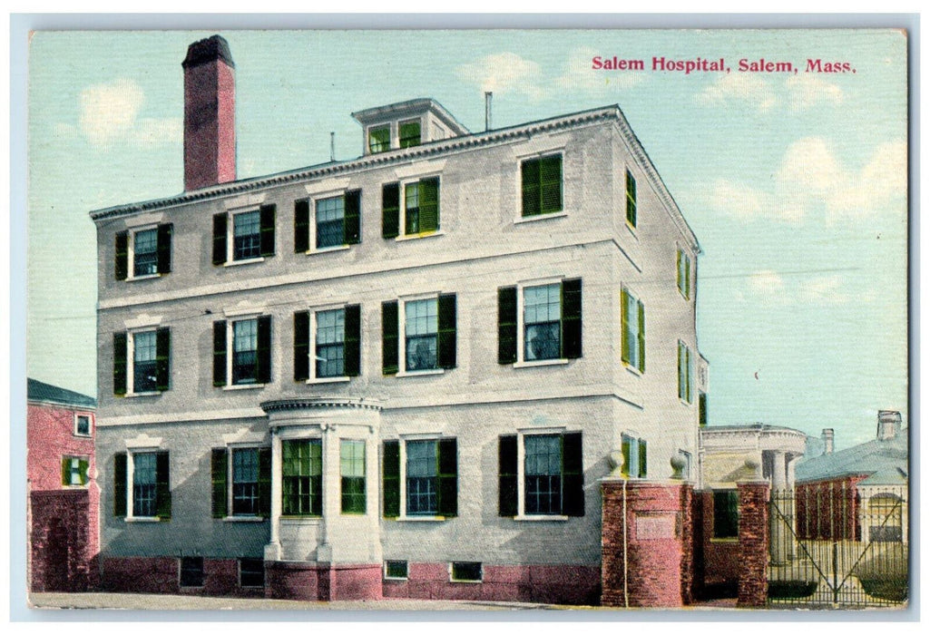 c1910 Salem Hospital Side View Salem Massachusetts MA Antique Unposted Postcard