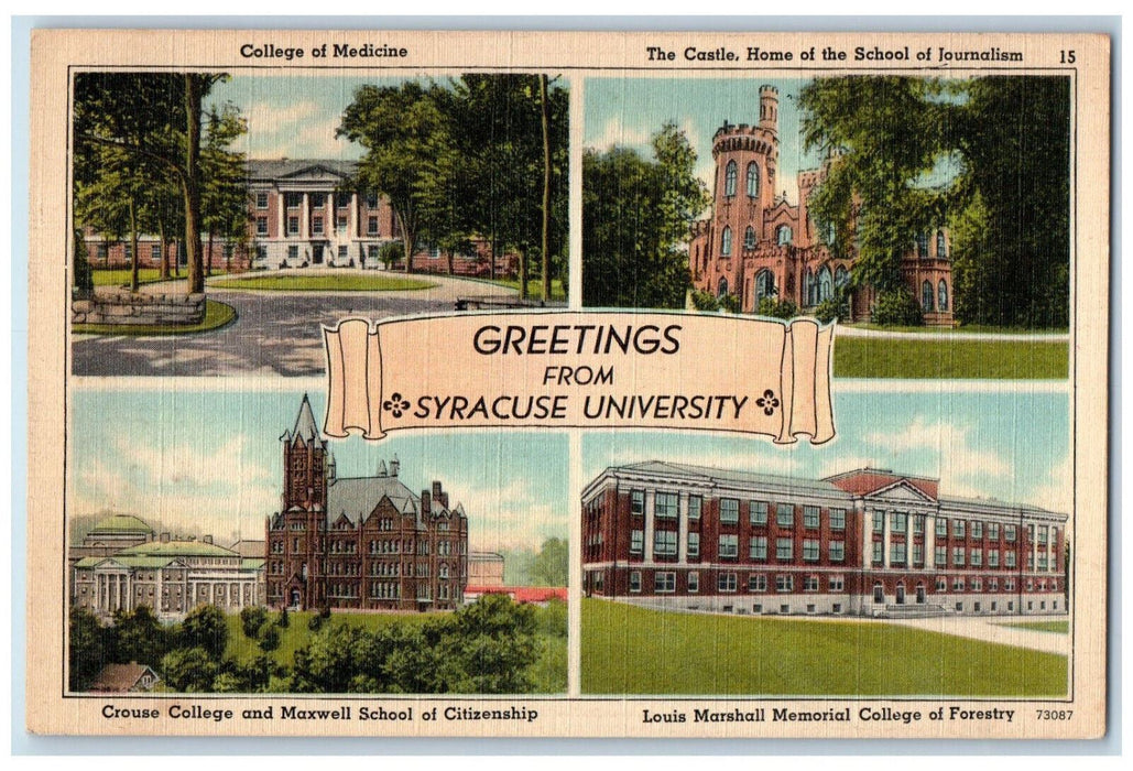 c1940's Greetings from Syracuse University Syracuse NY Multiview Postcard