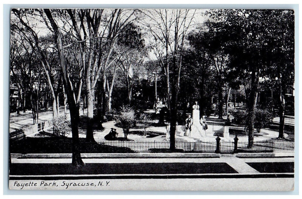 1909 Monument at Fayette Park Syracuse New York NY Antique Posted Postcard