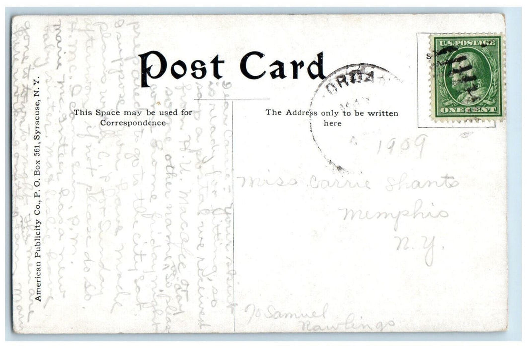 1909 Monument at Fayette Park Syracuse New York NY Antique Posted Postcard