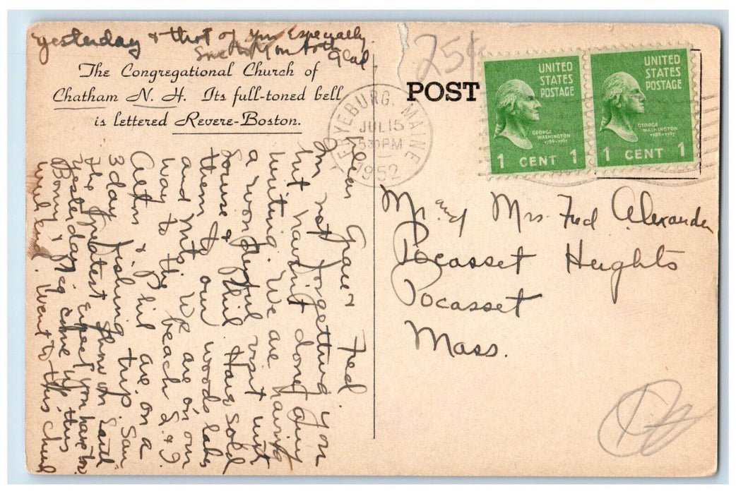 1952 The Congregational Church of Chatham New Hampshire NH Vintage Postcard