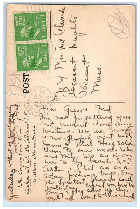 1952 The Congregational Church of Chatham New Hampshire NH Vintage Postcard