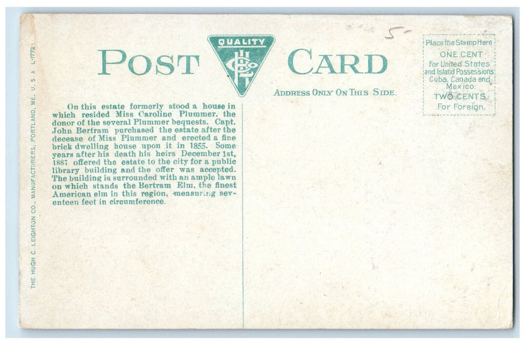 c1910 Public Library Salem Massachusetts MA Antique Unposted Postcard