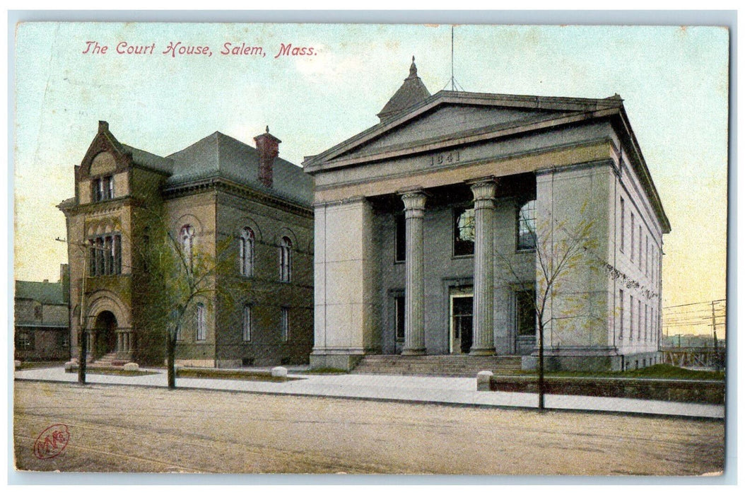 1909 Front View The Court House Salem Massachusetts MA Antique Posted Postcard