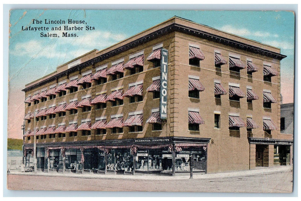 c1910 Lincoln House Lafayette Harbor Streets Salem Massachusetts MA Postcard