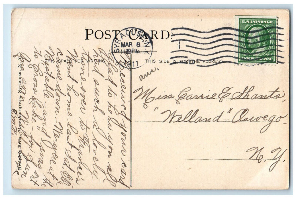 1911 Girls Dormitories Syracuse University Syracuse NY Rudolph Bros. Postcard