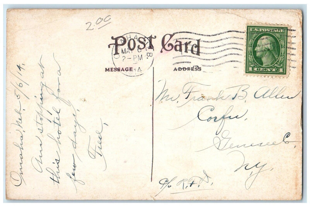 1914 Hotel Rome European Rome Miller Omaha Nebraska NE Vintage Antique Postcard