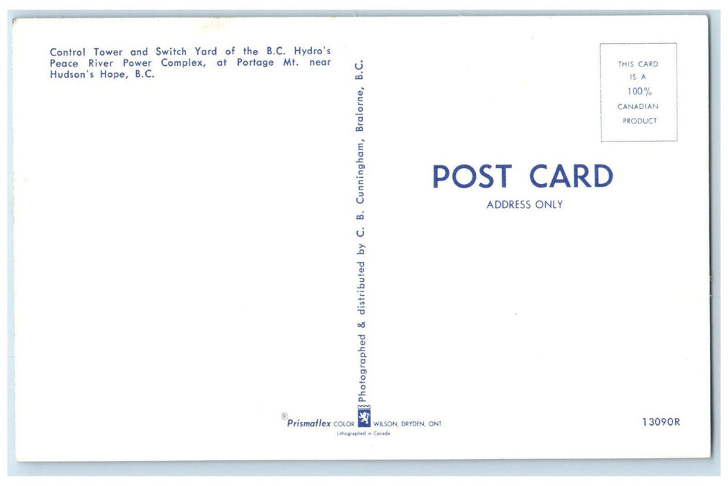 c1950's BC Hydro's Peace River Power Complex Hudson Hope Canada Postcard